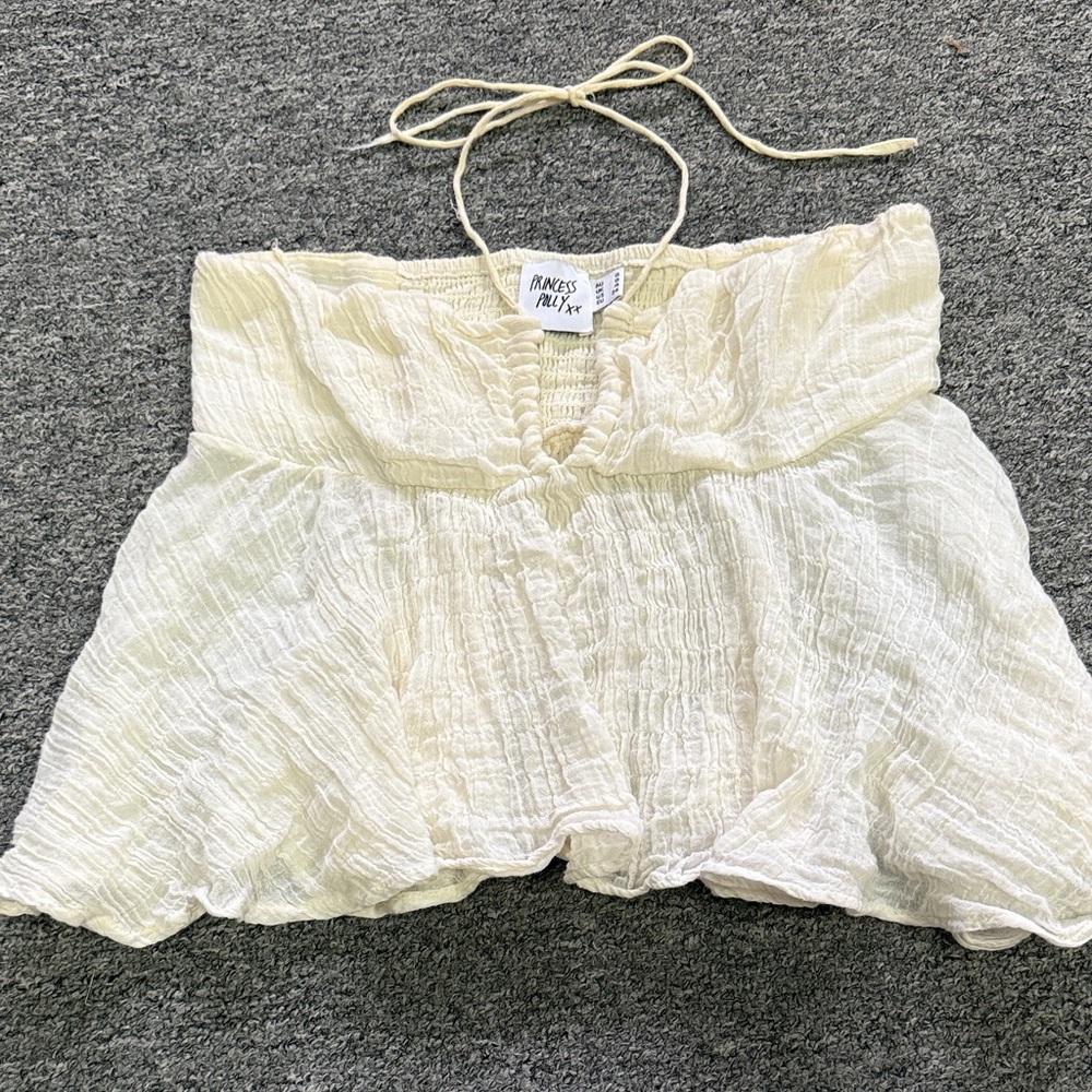 Princess Polly Crop Halter Cream Top